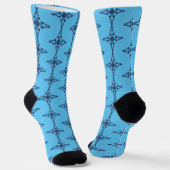 Christian Cross with Blue Ornament ソックス (傾斜あり)