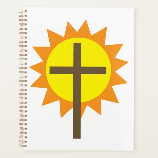 Christian Cross with Yellow Sun and Orange Rays プランナー手帳 (正面)