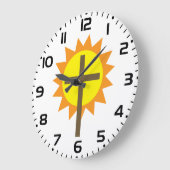Christian Cross with Yellow Sun and Orange Rays ラージ壁時計 (傾斜)