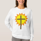 Christian Cross with Yellow Sun and Orange Rays Tシャツ (正面)