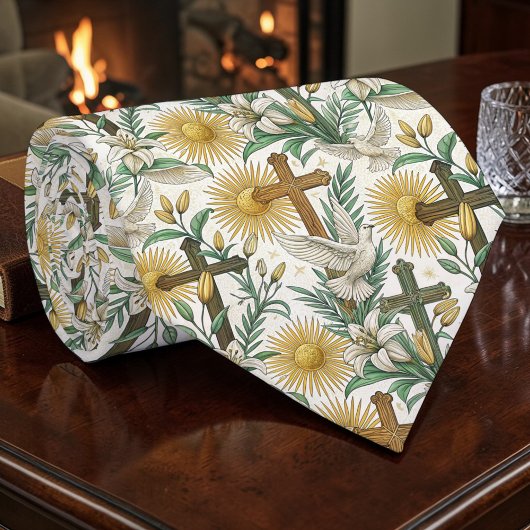 Christian Crosses with Doves Custom Necktie ネクタイ