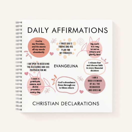 Christian Declarations Daily Affirmations Prayer ノートブック (正面)