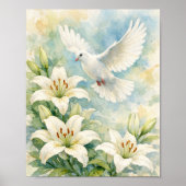 Christian Dove & Lily Watercolor ポスター (正面)