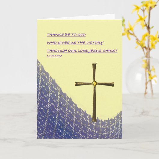 Christian Easter Card with empty gold cross カード (黄色い花)