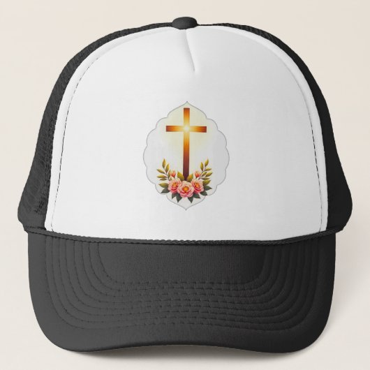 Christian Easter Cross with Flowers – boné キャップ (正面)