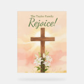 Christian Easter Rejoice Personalized Name Gift アクリルサイン (正面)
