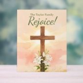 Christian Easter Rejoice Personalized Name Gift アクリルサイン (ニュートラル)