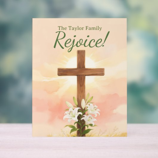 Christian Easter Rejoice Personalized Name Gift アクリルサイン (ニュートラル)