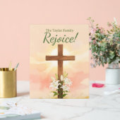 Christian Easter Rejoice Personalized Name Gift アクリルサイン (ウェディング)