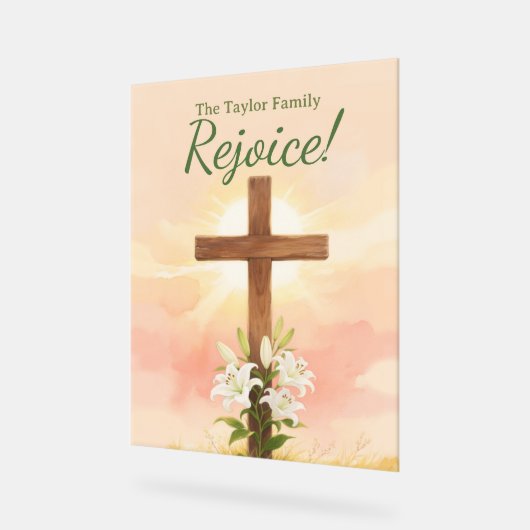 Christian Easter Rejoice Personalized Name Gift アクリルサイン (傾斜)