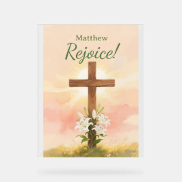 Christian Easter Rejoice Personalized Name Gift アクリルサイン