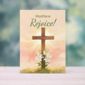 Christian Easter Rejoice Personalized Name Gift アクリルサイン (ニュートラル)