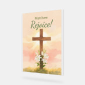 Christian Easter Rejoice Personalized Name Gift アクリルサイン (傾斜)