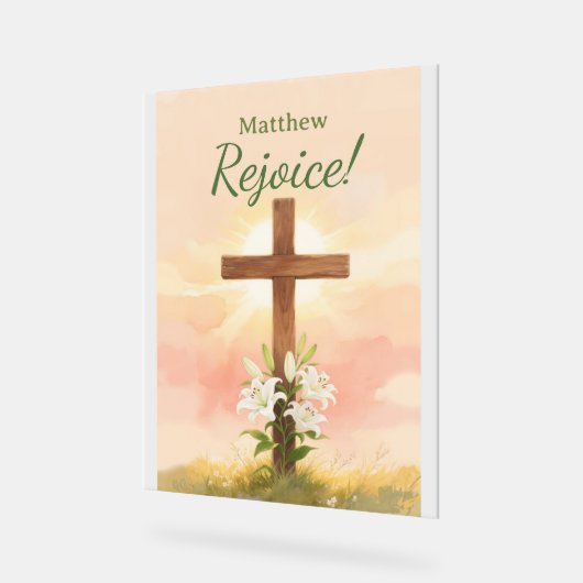 Christian Easter Rejoice Personalized Name Gift アクリルサイン (傾斜)