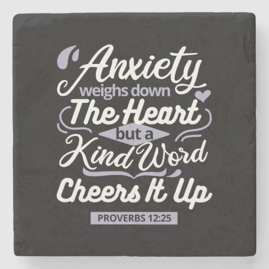 Christian Encouragement Quote – Anxiety & Kindness ストーンコースター (正面)