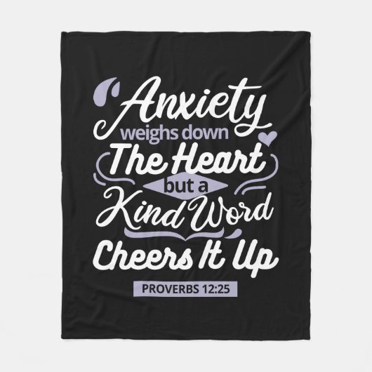 Christian Encouragement Quote – Anxiety & Kindness フリースブランケット (正面)