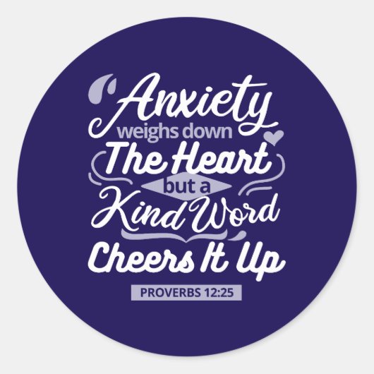 Christian Encouragement Quote – Anxiety & Kindness ラウンドシール (正面)