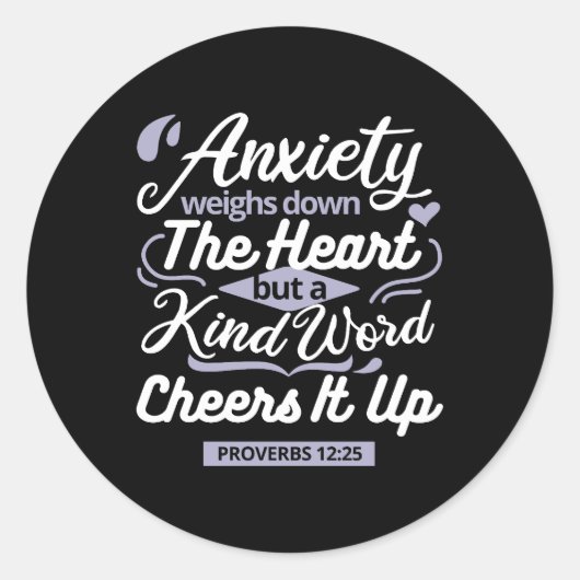 Christian Encouragement Quote – Anxiety & Kindness ラウンドシール (正面)