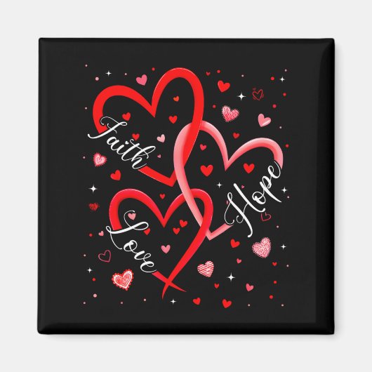 Christian Faith Hope Love Hearts Religious Valenti マグネット (正面)