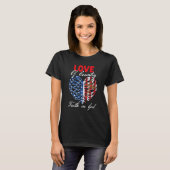 Christian Faith In God Patriotic Heart Cross 4th o Tシャツ (正面フル)