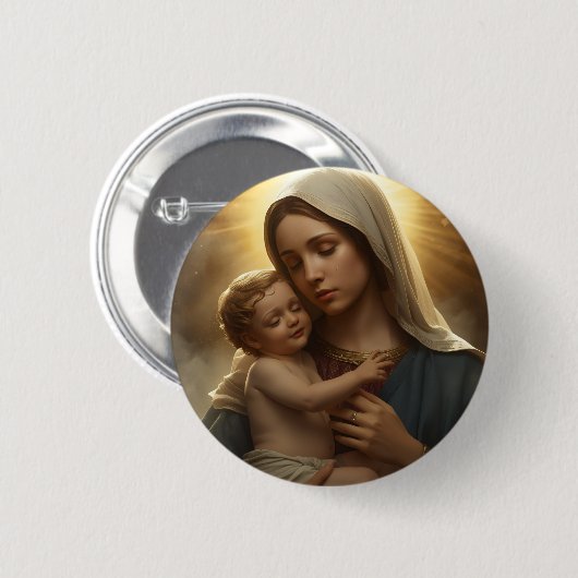 Christian Faith Pin Button | Mother Mary and Jesus 缶バッジ (正面&裏面)