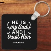 Christian Faith Quote – Trust in God Psalm 91:2 キーホルダー (裏面)
