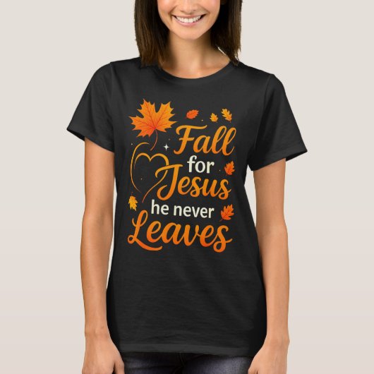 Christian Fall For Jesus He Never Leaves Faith Cro Tシャツ (正面)