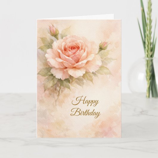 Christian Floral Birthday Card Blush Rose カード (正面)