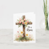 Christian Floral Easter Cross Blank Note Card ノートカード (正面)