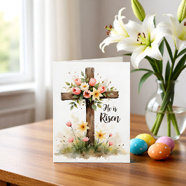 Christian Floral Easter Cross Blank Note Card ノートカード