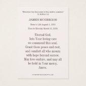 Christian Funeral Memorial Jesus Prayer Card (裏面)