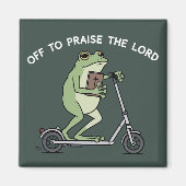 Christian Funny Frog Off To Praise The Lord Bible マグネット (正面)