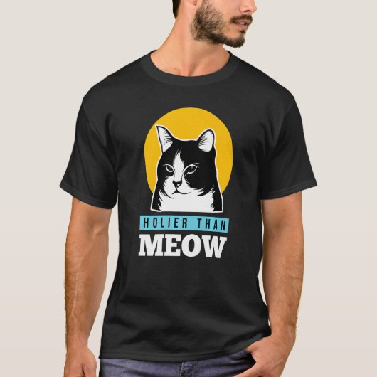 Christian Funny Holier Than Meow Cute Cat Lover Pr Tシャツ (正面)
