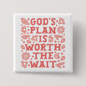 Christian girl quotes cute pink floral aesthetic 缶バッジ (正面)