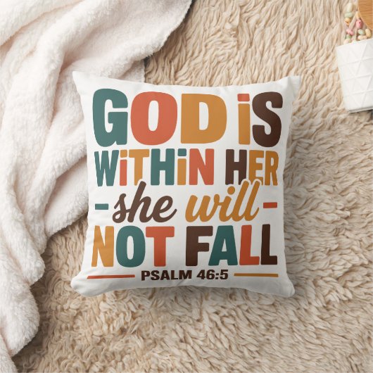 Christian - God is Within Her Custom Bible Verse クッション (ブランケット)