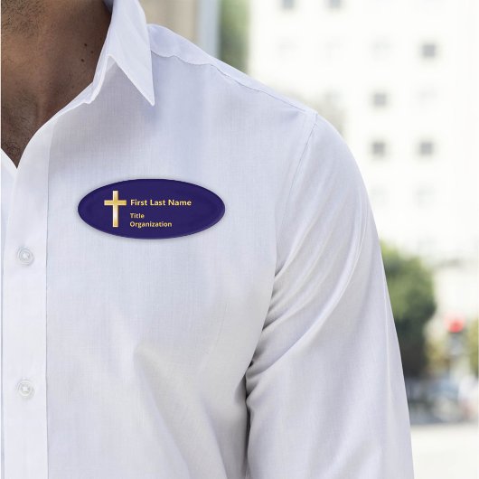 Christian Gold Cross Name Tag 名札