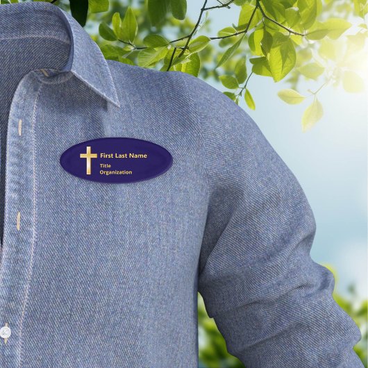 Christian Gold Cross Name Tag 名札