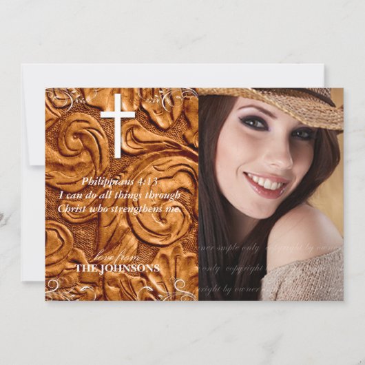 Christian Grad Graduation Photo I can do all thing 案内状 (正面)