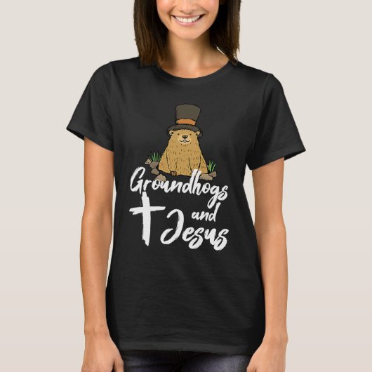 Christian Happy Groundhog Day 2022 Jesus Tシャツ (正面)