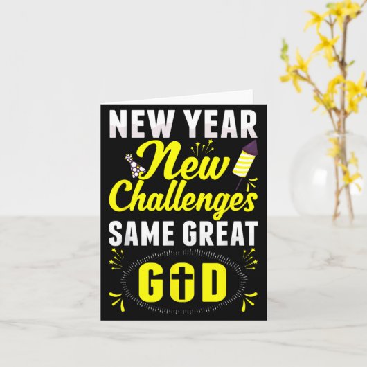 Christian Happy New Year New Challenges Same Great カード (黄色い花)