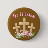 Christian " He is risen" Religious Easter Button 缶バッジ (正面)