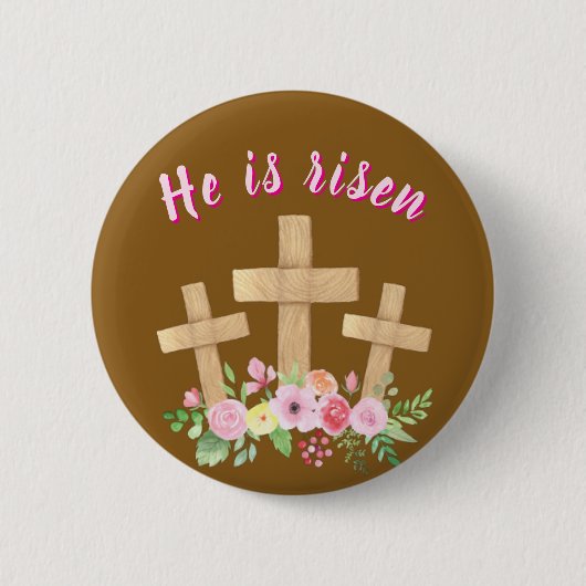 Christian " He is risen" Religious Easter Button 缶バッジ (正面)