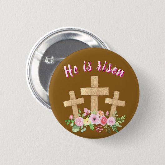 Christian " He is risen" Religious Easter Button 缶バッジ (正面&裏面)