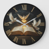 Christian Holy Spirit Bible religious home decor ラージ壁時計 (正面)