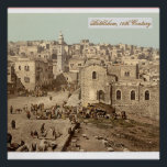 Christian Home Decor Vintage Photo Holy Land ポスター<br><div class="desc">Spiritual wall art printed from a genuine original vintage photograph captured in the 19th century by travelers to the Holy Land. The scene shows the marketplace in Bethlehem, the town where Jesus was born, during a market day. The picture reflects the feeling of the Holy Land for a Christian home...</div>
