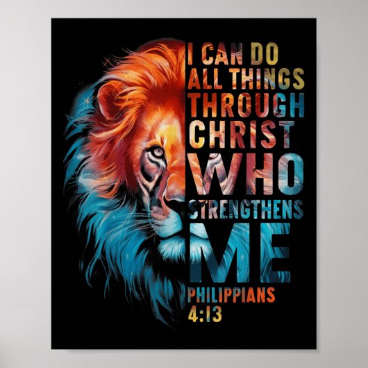 Christian I Can Do All Thing Through Christ Lion F ポスター (正面)