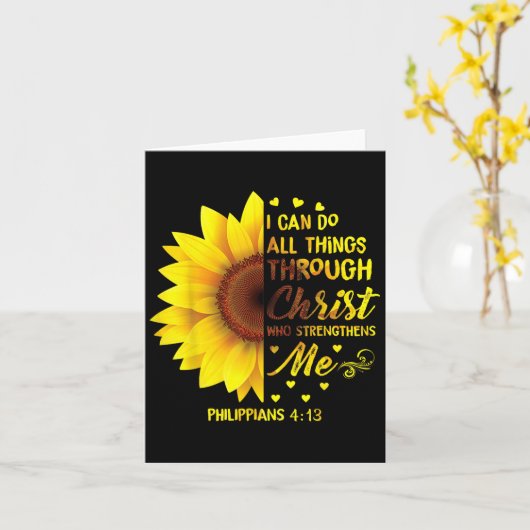 Christian I Can Do All Things Through Christ Bible カード (黄色い花)