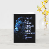 Christian I Can Do All Things Through Christ Lion カード (黄色い花)