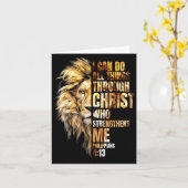 Christian I Can Do All Things Through Christ Lion  カード (黄色い花)