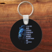 Christian I Can Do All Things Through Christ Lion キーホルダー (正面)